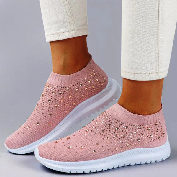 Last Day 49% OFF🔥 - Women's Crystal Breathable Orthopedic Slip-On Walking Shoes